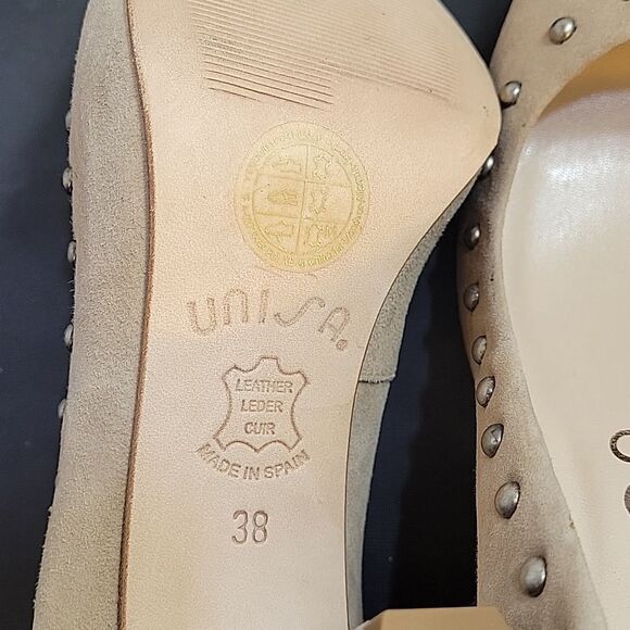 BRAND NEW UNISA PEEP TOE SUEDE WOMEN"S BLOCK STUDDED DETAILING PUMP - Picture 13 of 13